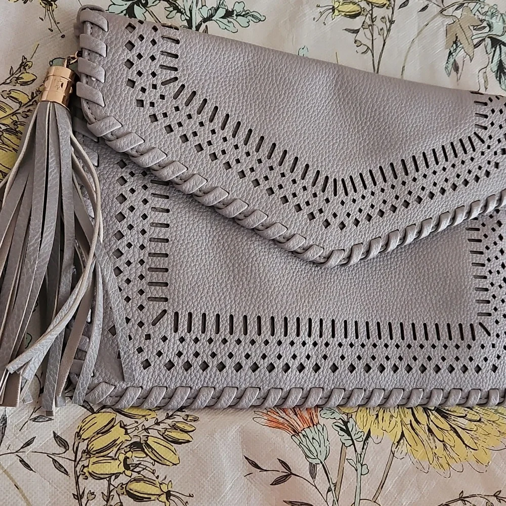 Moda LUXE Gray Clutch With Tassle - Picture 15 of 16